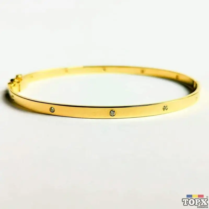 Brățară Fixă Aur 14k și 18k cu 10 Diamante Naturale 0.20ct