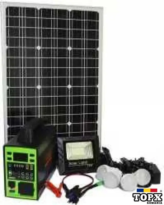 Sistem iluminare LED panou solar 4 becuri GD150L rulota / cabana 220V